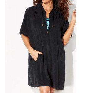 New Swimsuits For All Terry Zip Swimsuit Coverup 2X 22 24 3X black